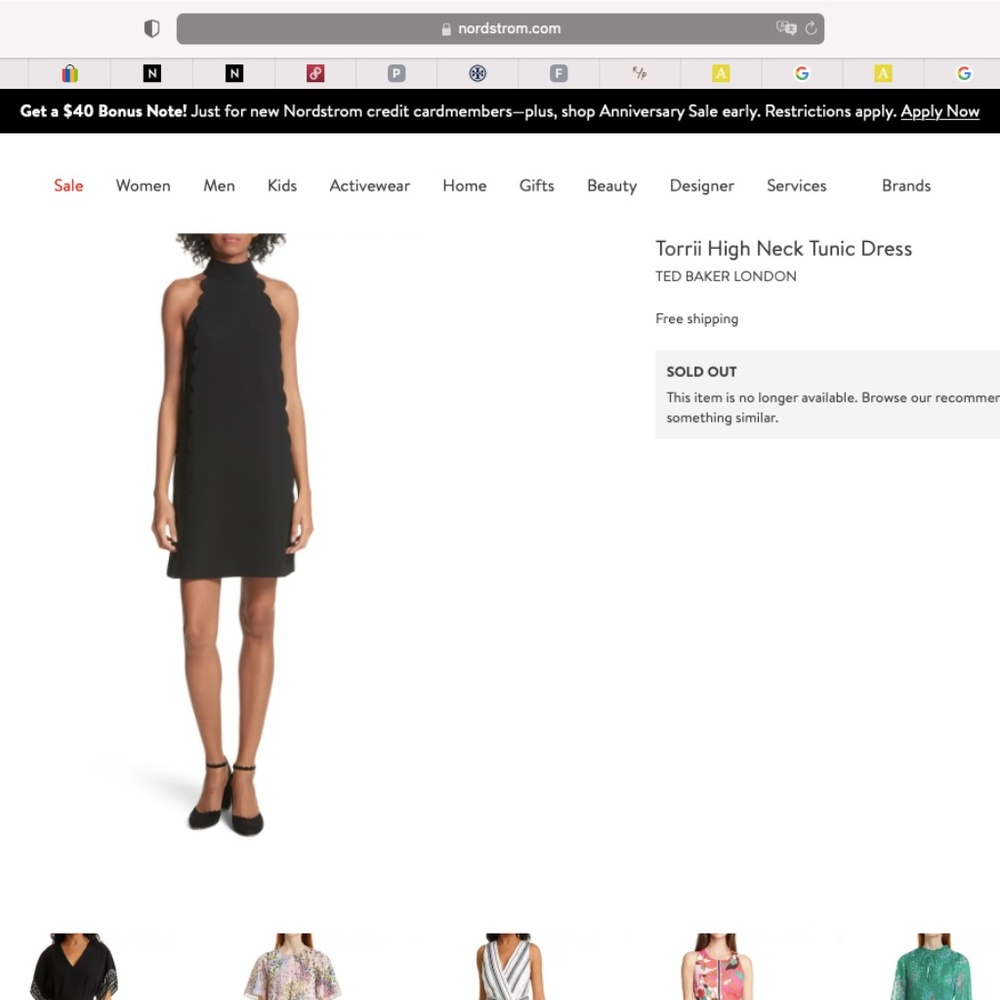 Ted Baker London Torri High Neck Tunic Dress